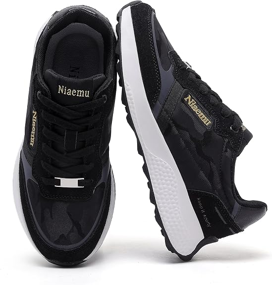 Sneakers for Women Lightweight Lace-Up Shoes for Women Non-Slip Artificial Leather TPR Outsole Walking Shoes Tennis Running Fashion Sneakers
